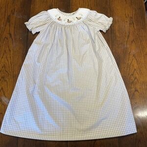 Banana Split Kids Mallard Duck Smocked Bishop Dress Size 6x